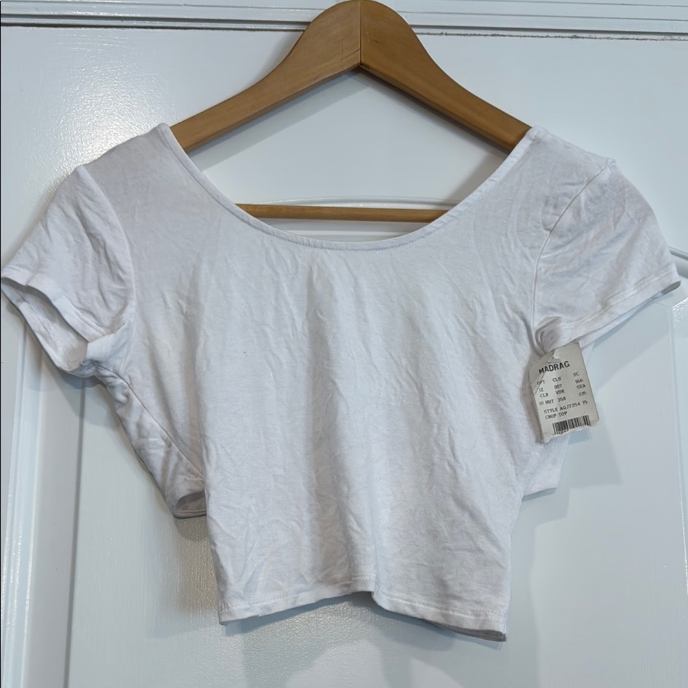 White Crop Top with open back Size Small